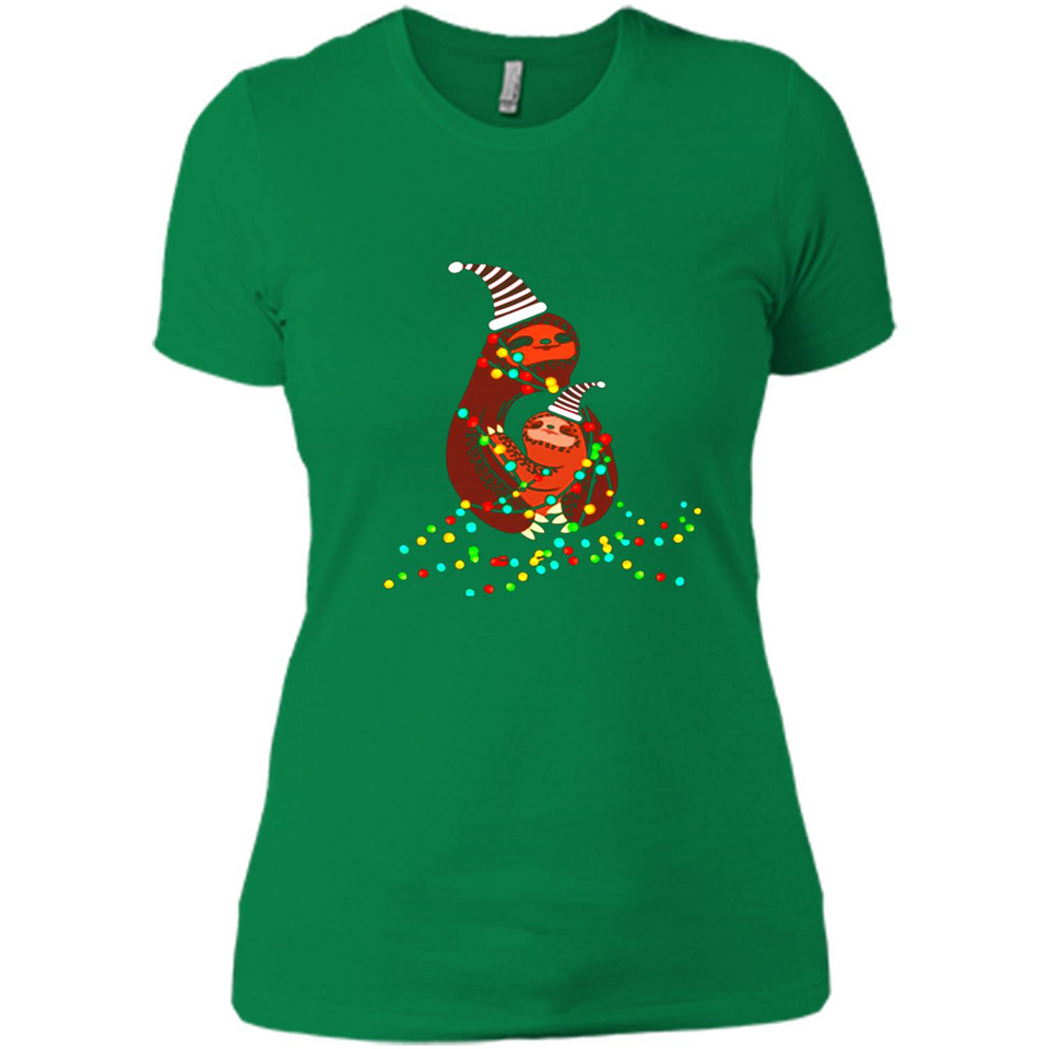 Christmas Lights Sloth Long Sleeve Santa Sloth - Ladies' Boyfriend T-Shirt