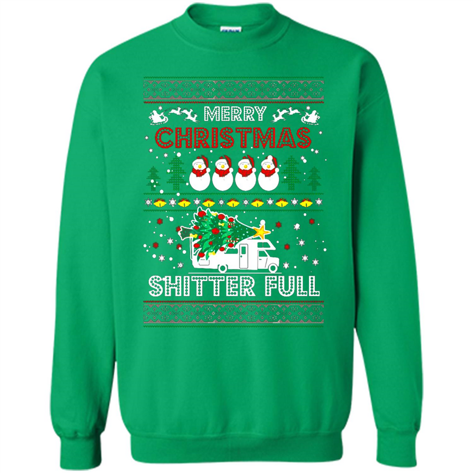 Merry Christmas Shitter Full Christmas Tree Snowman Sweater PINGPONG - Sweatshirt
