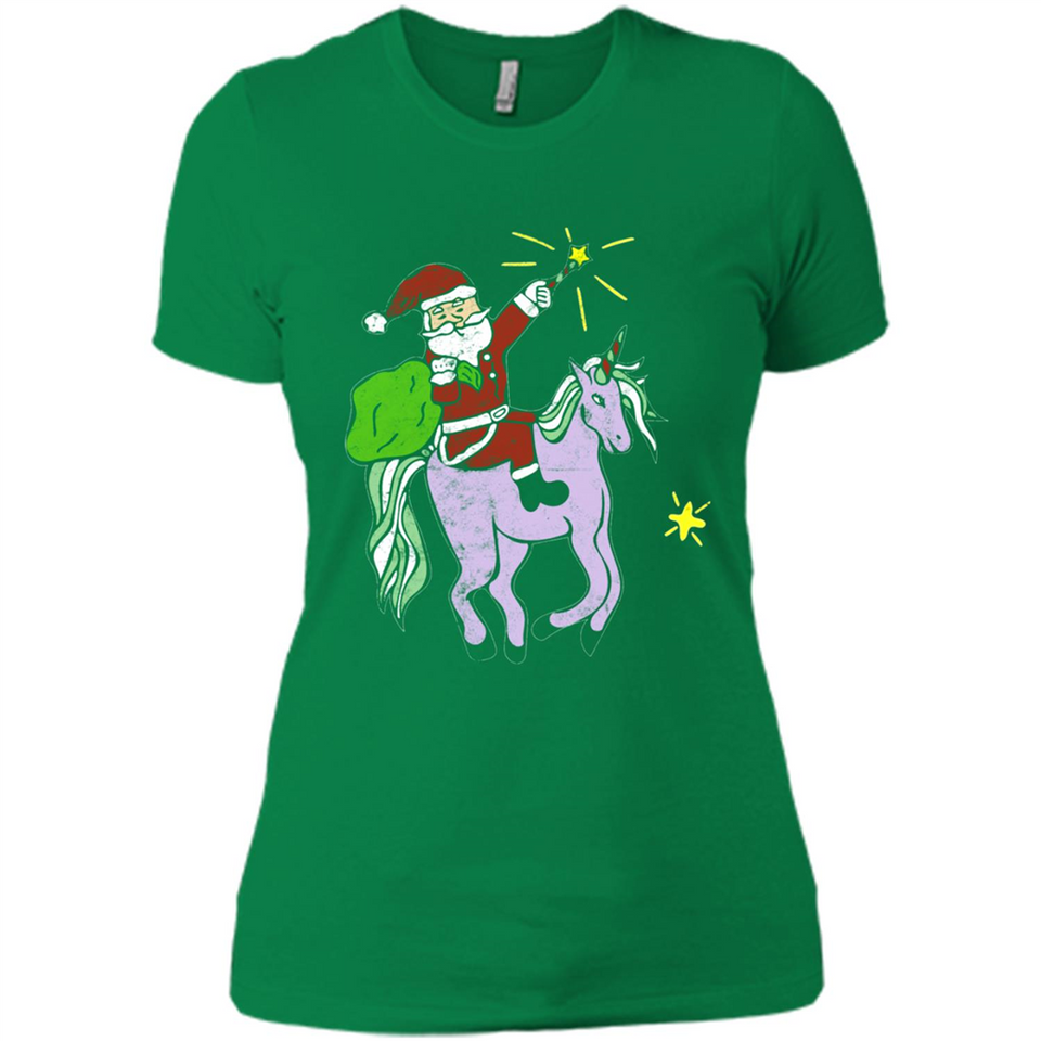Distressed Retro Santa Riding Unicorn - Ladies' Boyfriend T-Shirt