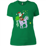 Distressed Retro Santa Riding Unicorn - Ladies' Boyfriend T-Shirt