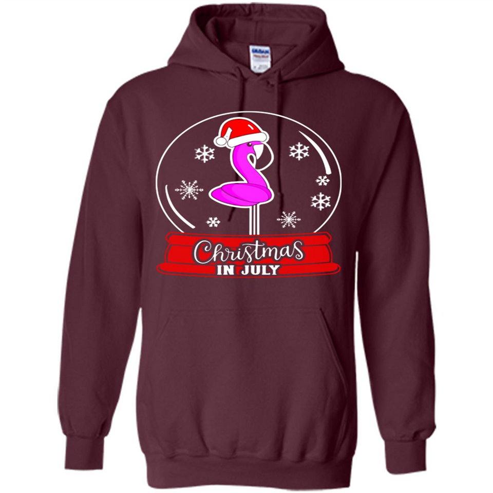 Christmas In July Flamingo Snow Globe Santa Hat - Hoodie