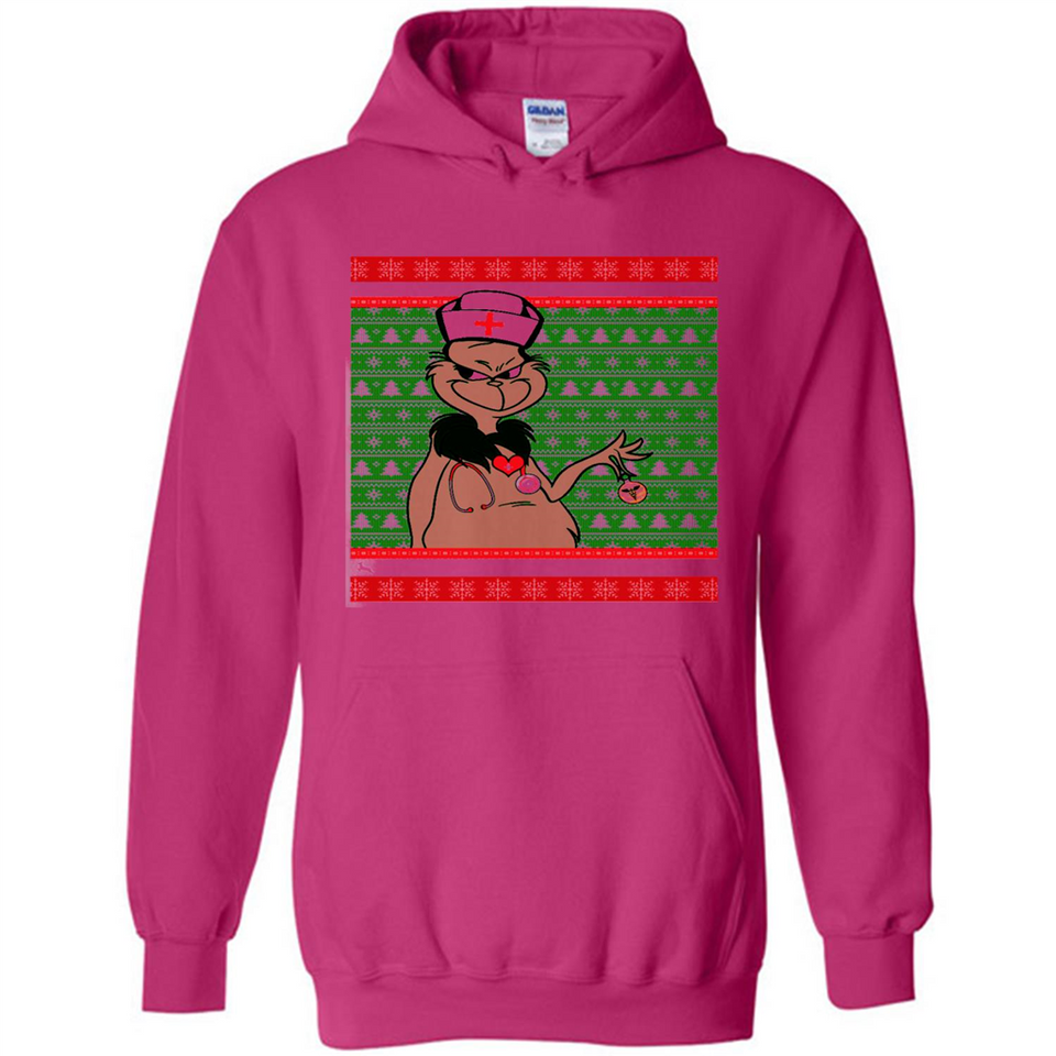 Grinch Nurse Ugly Christmas Sporty T-Shirt PINGPONG - Hoodie