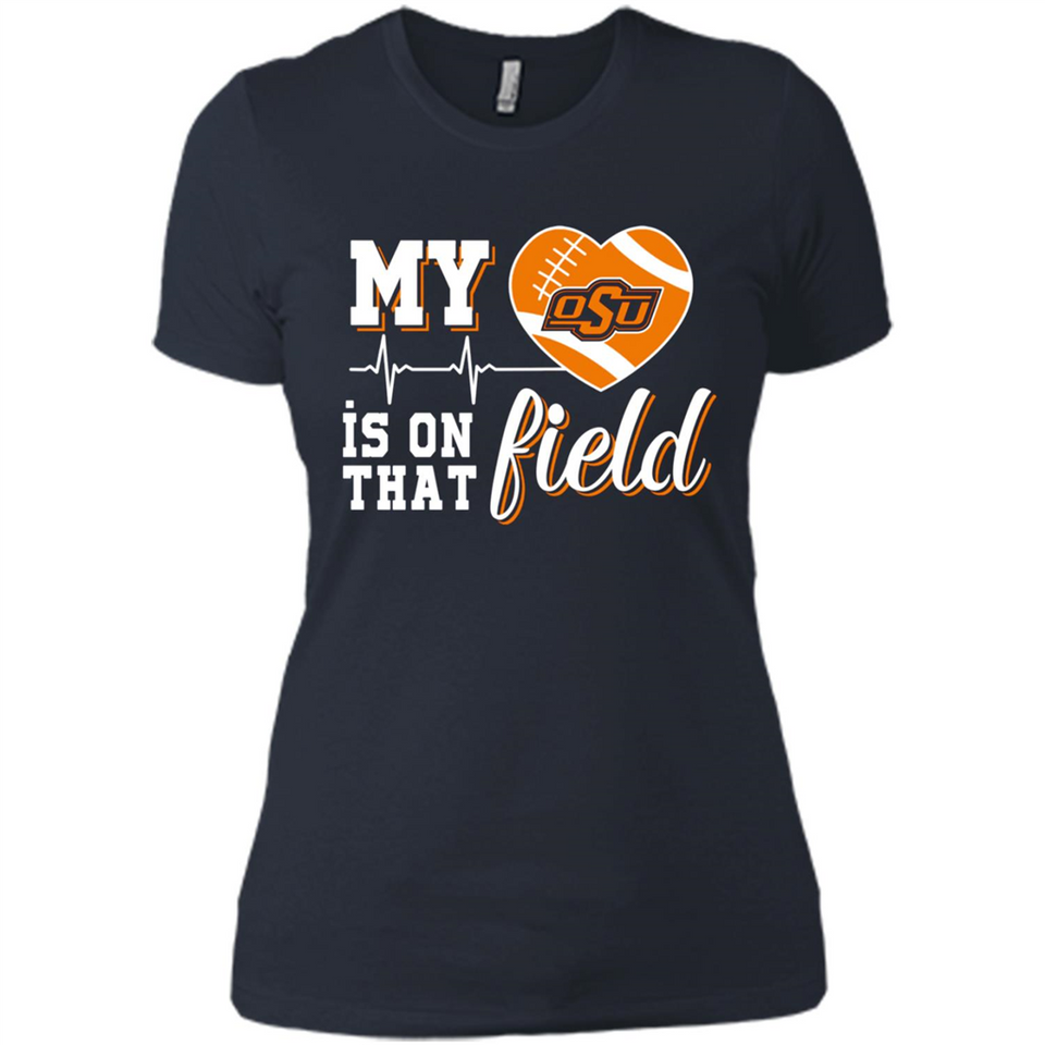 Oklahoma State Cowboys Football My Heart is on that Field - Ladies' Boyfriend T-Shirt