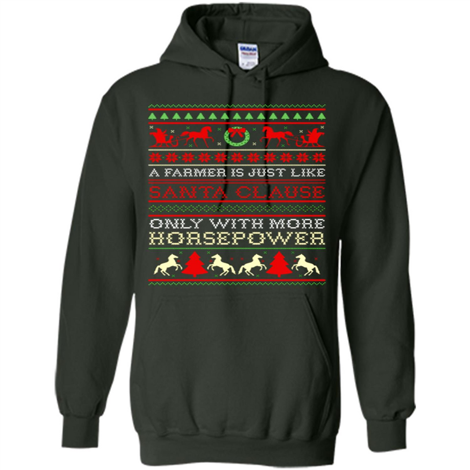 Funny Farmers Gift Ugly Santa Claus Horsepower - Hoodie