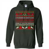 Funny Farmers Gift Ugly Santa Claus Horsepower - Hoodie