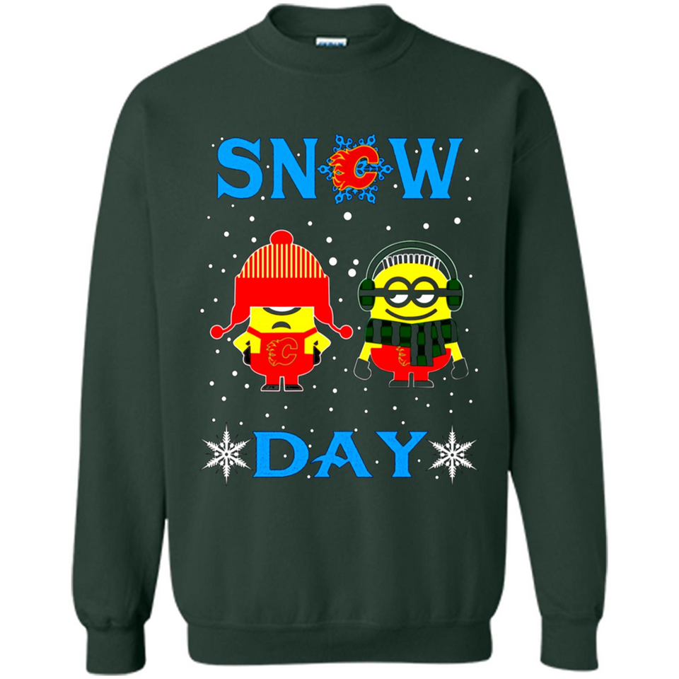 Snow Day Shirt For Calgary Flames Vs Minion Fans pingpong