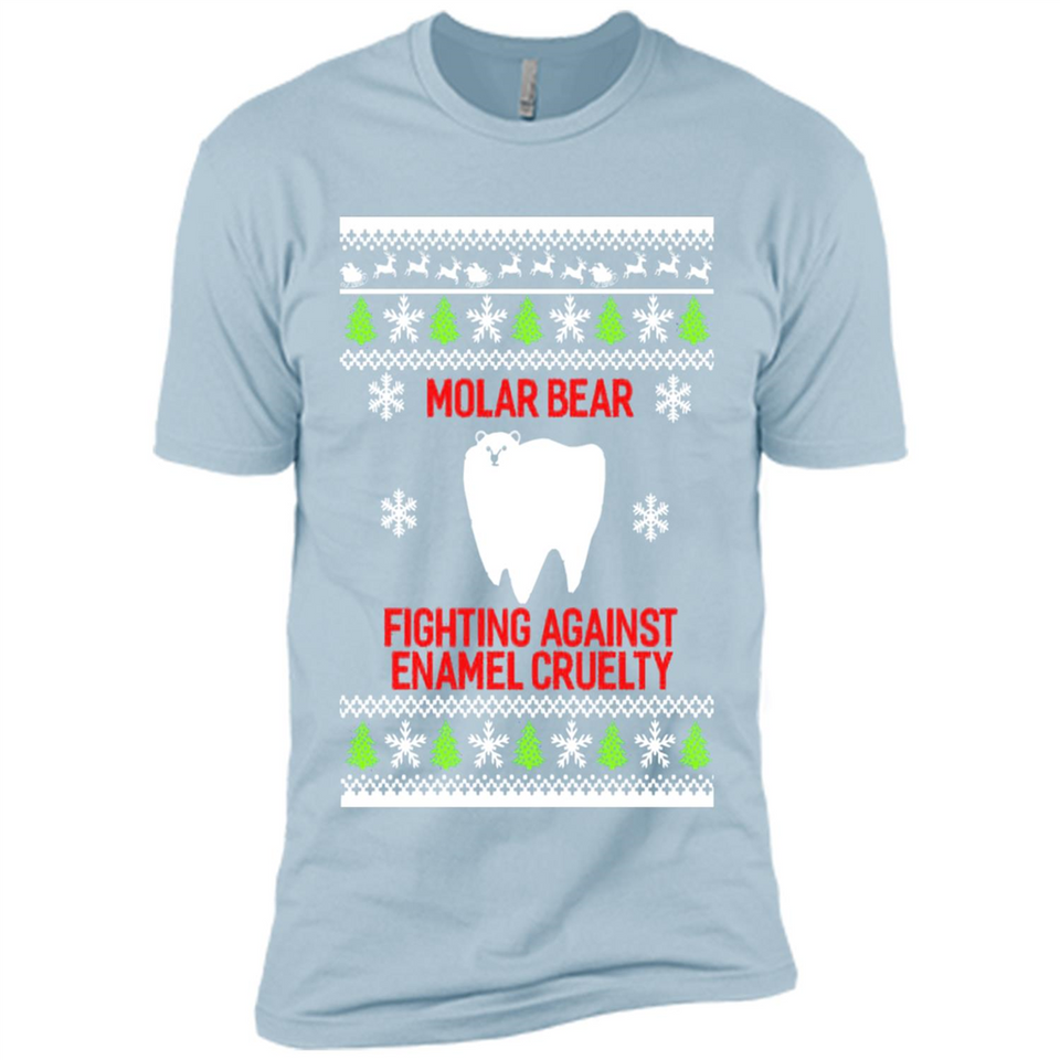 Molar bear fighting against enamel cruelty Christmas - Premium Short Sleeve T-Shirt