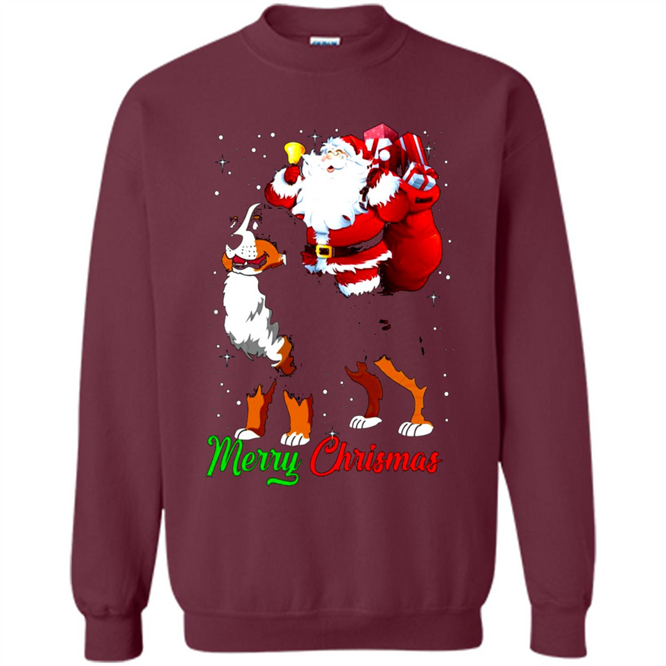 Merry Christmas Santa Claus With Big Dog sweater PINGPONG