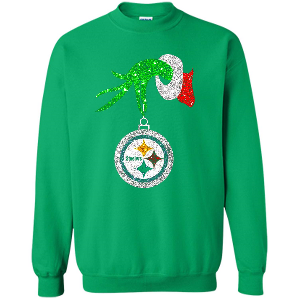 Fantastic Pittsburgh Steelers Glitter Grinch Monogram Ornament Christmas Gift - Sweatshirt
