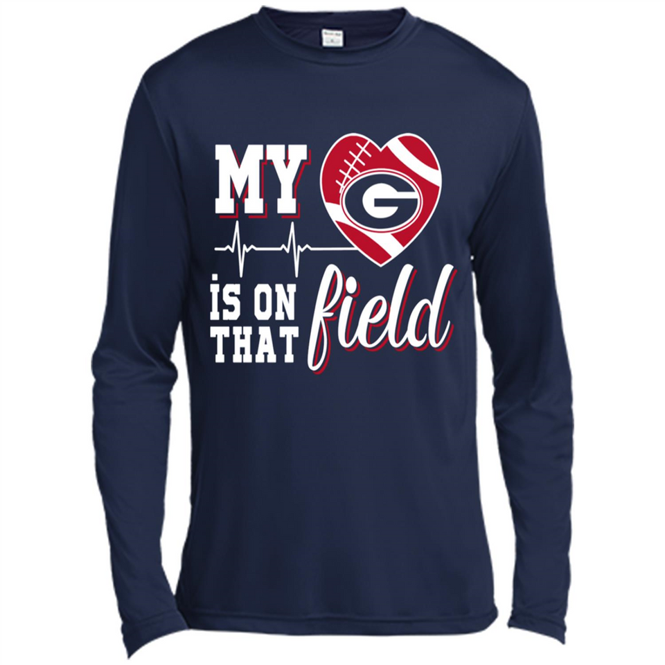 Georgia Bulldogs Football My Heart is on that Field - Canvas Long Sleeve T-Shirt