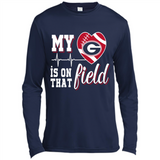 Georgia Bulldogs Football My Heart is on that Field - Canvas Long Sleeve T-Shirt