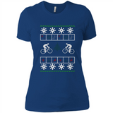 Christmas Ugly Sweater Cycling - Best Ugly Christmas Sweater - Ladies' Boyfriend T-Shirt