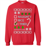Naughty Nice I Tried Christmas sweatshirt PINGPONG