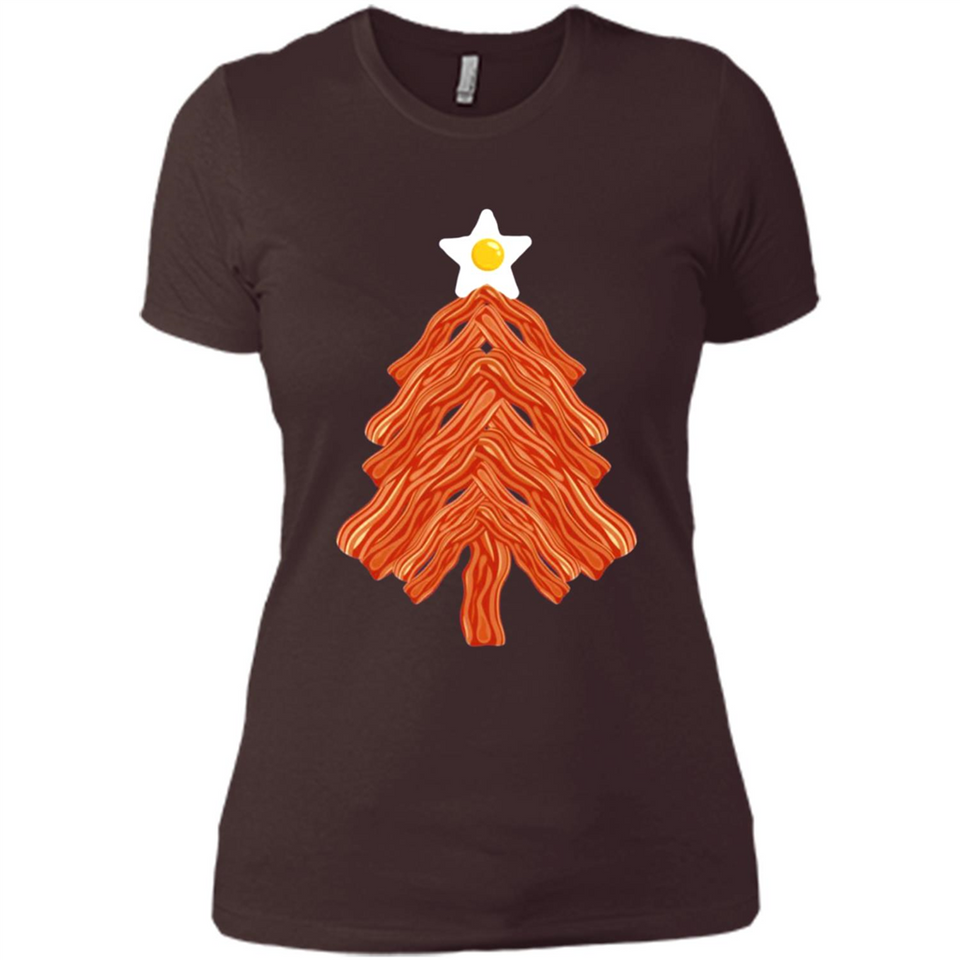 Bacon & Eggs Over Easy Fried Food Breakfast Xmas Tree Foodie - Ladies' Boyfriend T-Shirt