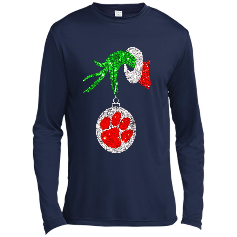 Amazing tee Clemson Tigers Glitter Grinch Monogram Ornament Christmas Gift - Canvas Long Sleeve T-Shirt