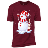 Cute Snowman drink Red Wine Christmas - Premium Short Sleeve T-Shirt
