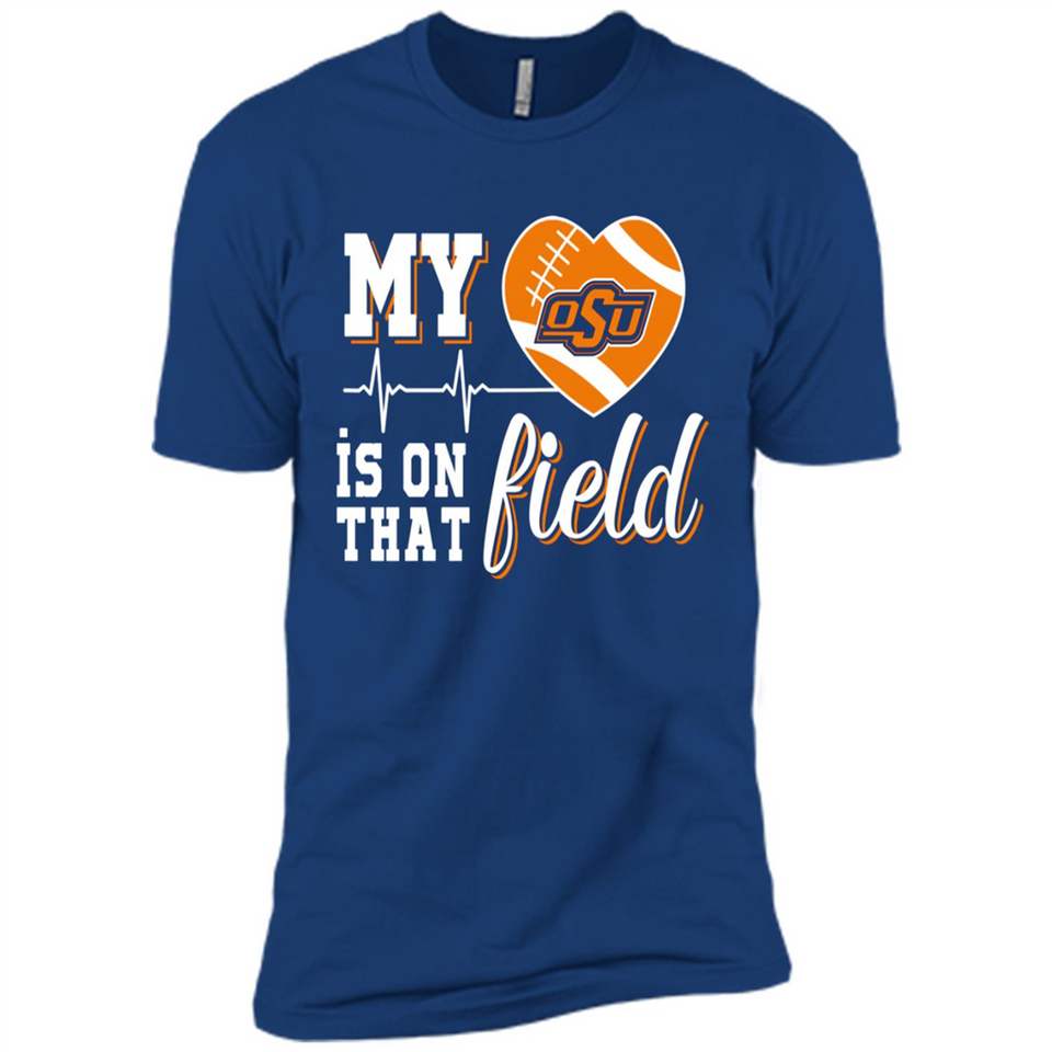 Oklahoma State Cowboys Football My Heart is on that Field - Premium Short Sleeve T-Shirt