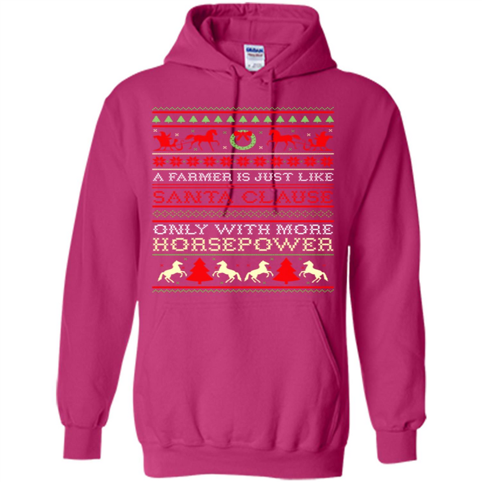 Funny Farmers Gift Ugly Santa Claus Horsepower - Hoodie