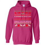 Funny Farmers Gift Ugly Santa Claus Horsepower - Hoodie