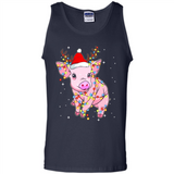 Christmas Lights Pig Wearing Santa Hat Funny Xmas - Tank Top