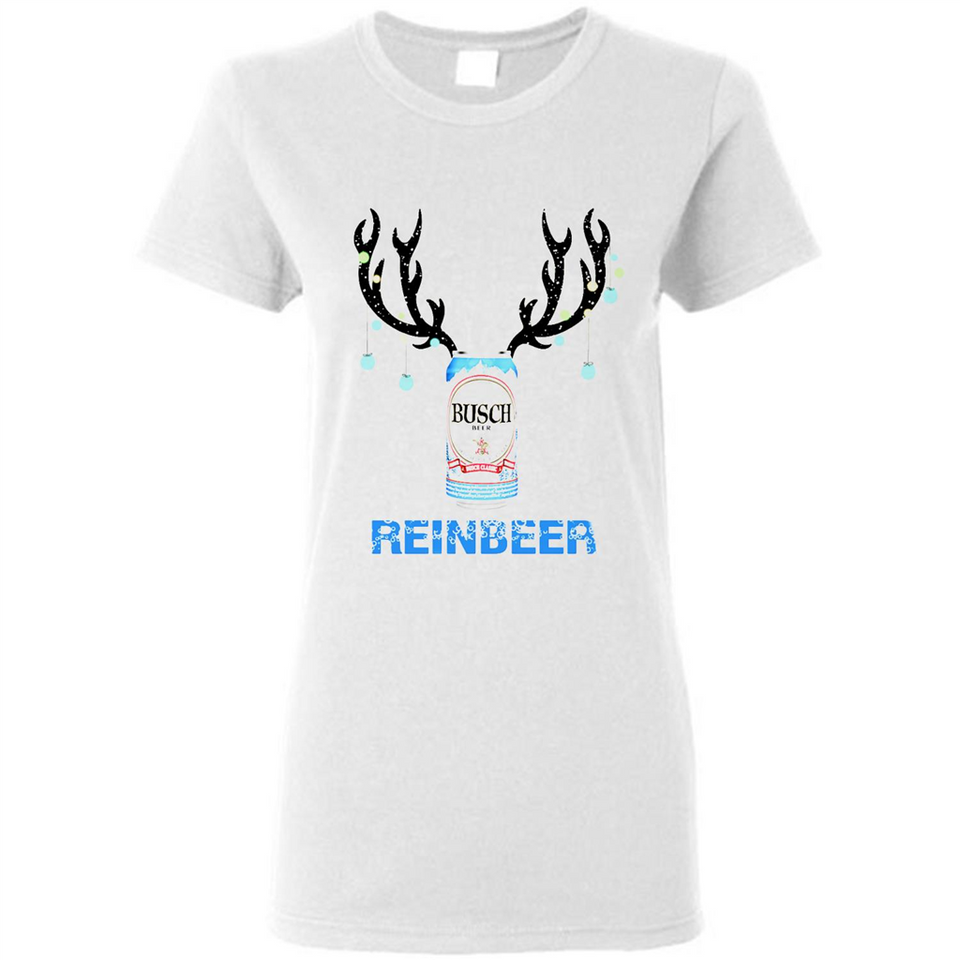Busch Reinbeer Funny Beer Reindeer Christmas Sweatshirt - Ladies Short-Sleeve