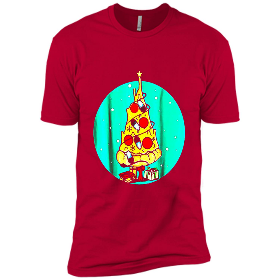 Funny Pizza Ugly Christmas Sweater Xmas Pizza Tree - Premium Short Sleeve T-Shirt