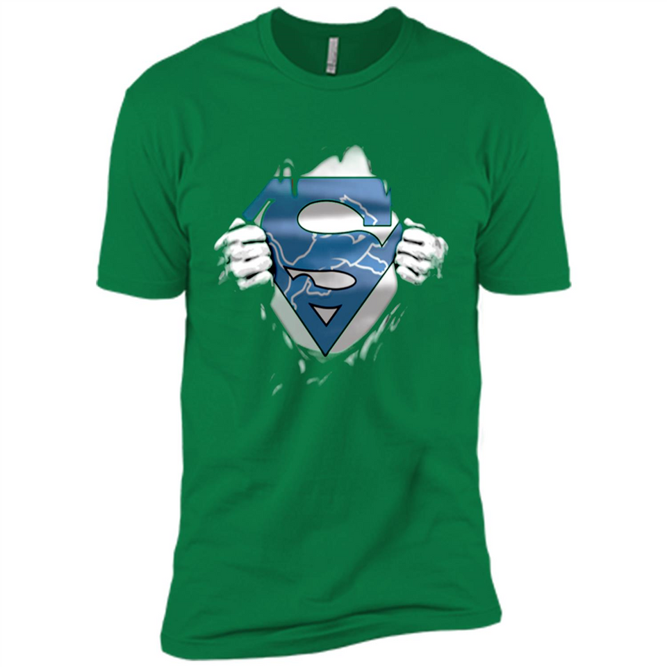 Detroit Lions And Superman Fans - Premium Short Sleeve T-Shirt