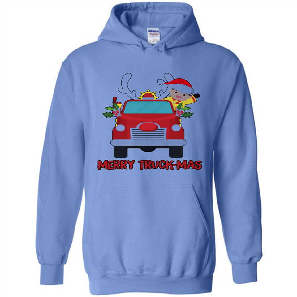Merry Truck-Mas Christmas Fire Truck Cute Reindeer Sporty - Hoodie