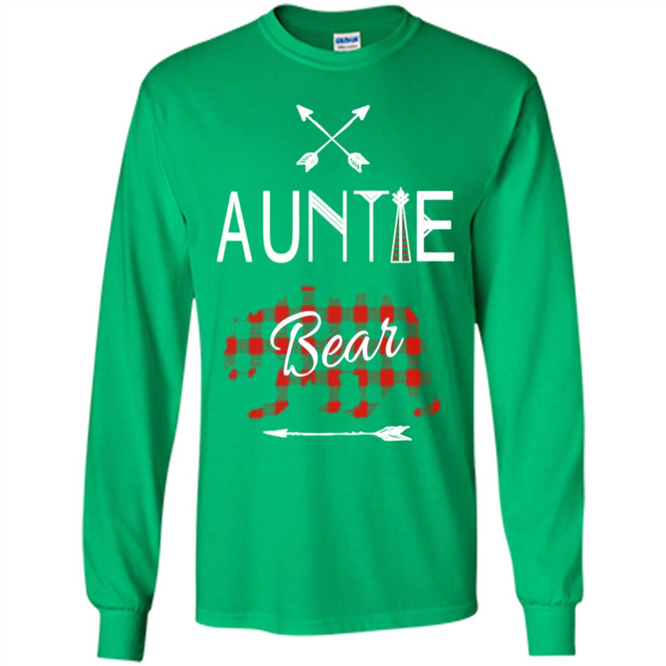 Aunt Shirt Buffalo Plaid Family Camp Bear Tee - Long Sleeve T-Shirt