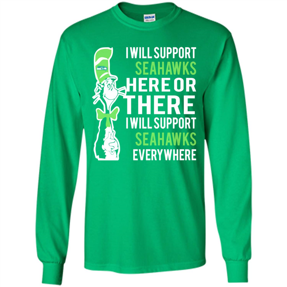 Shirt For Dr Seuss Cat And Seattle Seahawks Fans - Long Sleeve T-Shirt