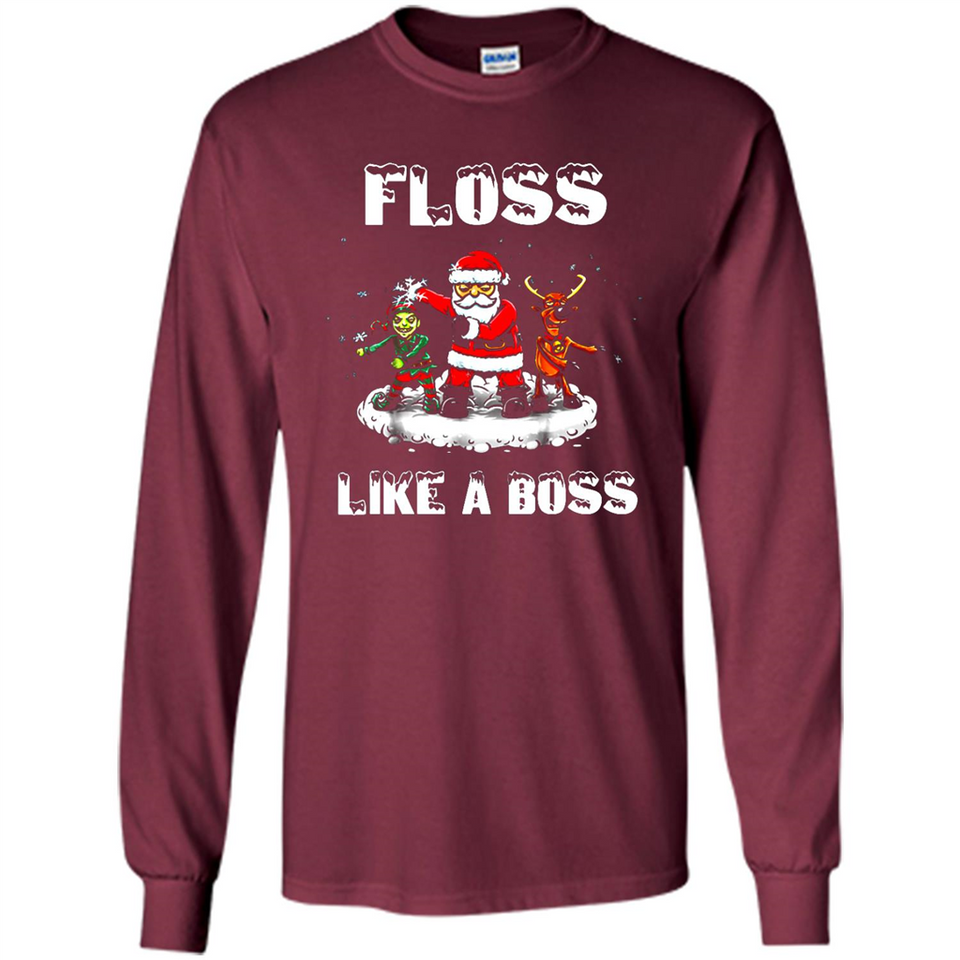 Floss Like A Boss Santa Flossing Dance Funny - Long Sleeve T-Shirt
