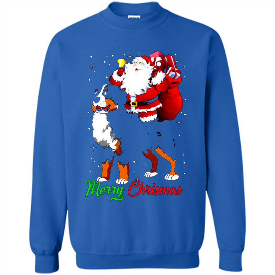 Merry Christmas Santa Claus With Big Dog sweater PINGPONG