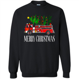 Firetruck Santa Sleigh Merry Christmas Firefighter - Sweatshirt