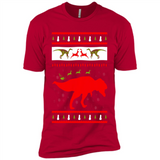 Dinosaur and Santa Clause Ugly Christmas Sweater - Premium Short Sleeve T-Shirt