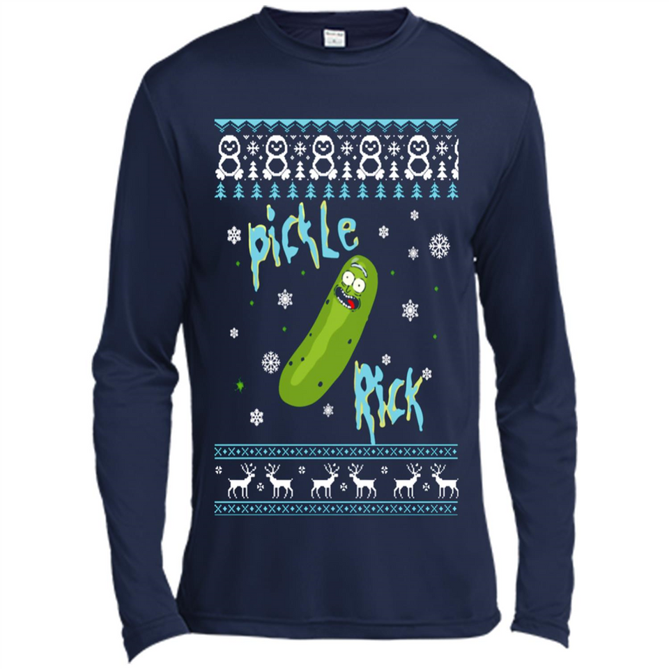 Rick and Morty Pickle Rick Ugly Christmas Sweater - Canvas Long Sleeve T-Shirt