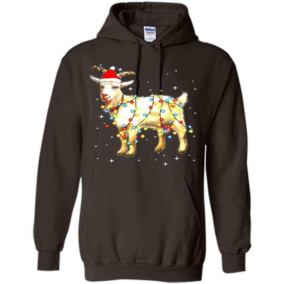 Christmas Lights Goat Wearing Santa Hat Funny Xmas - Hoodie