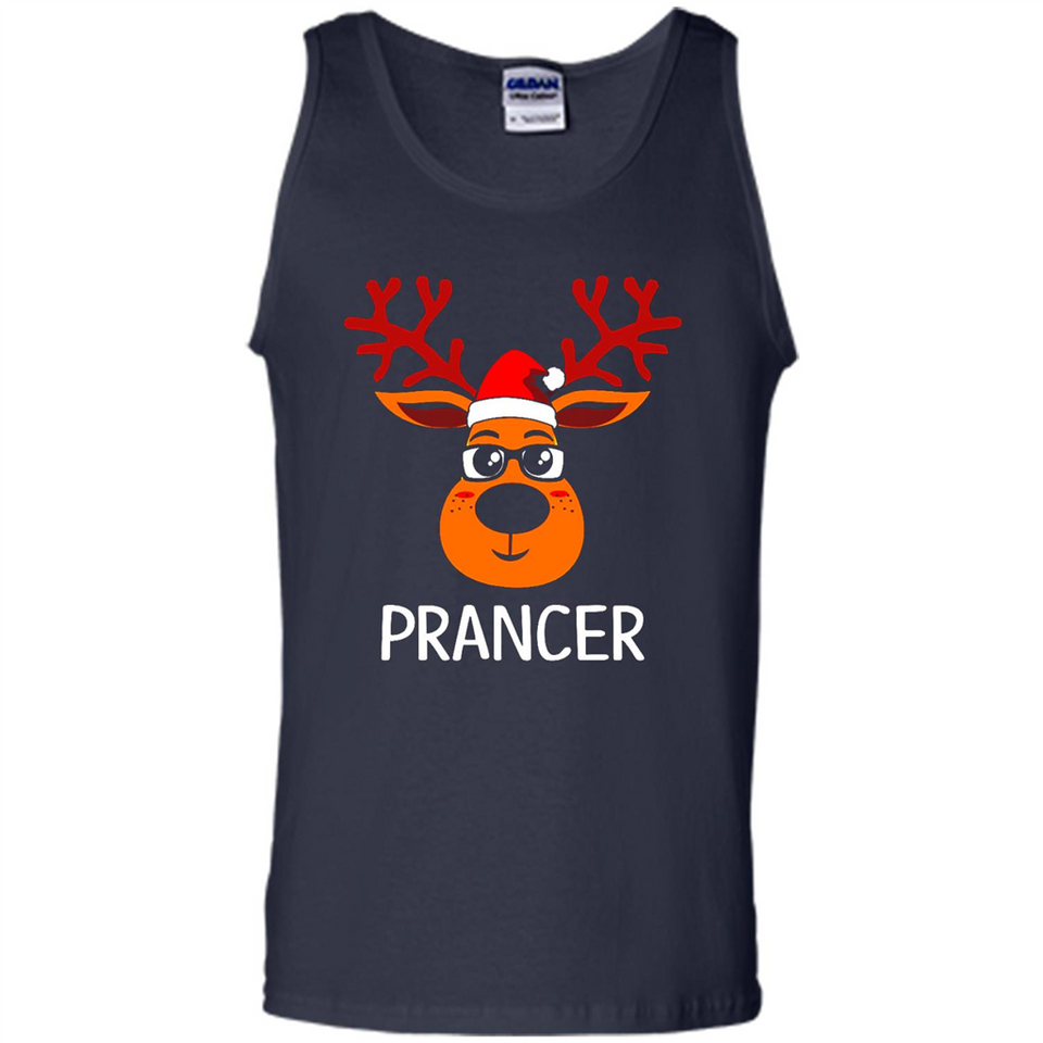 Prancer Reindeer Santa Claus Funny Xmas Holiday T-Shirt - Tank Top