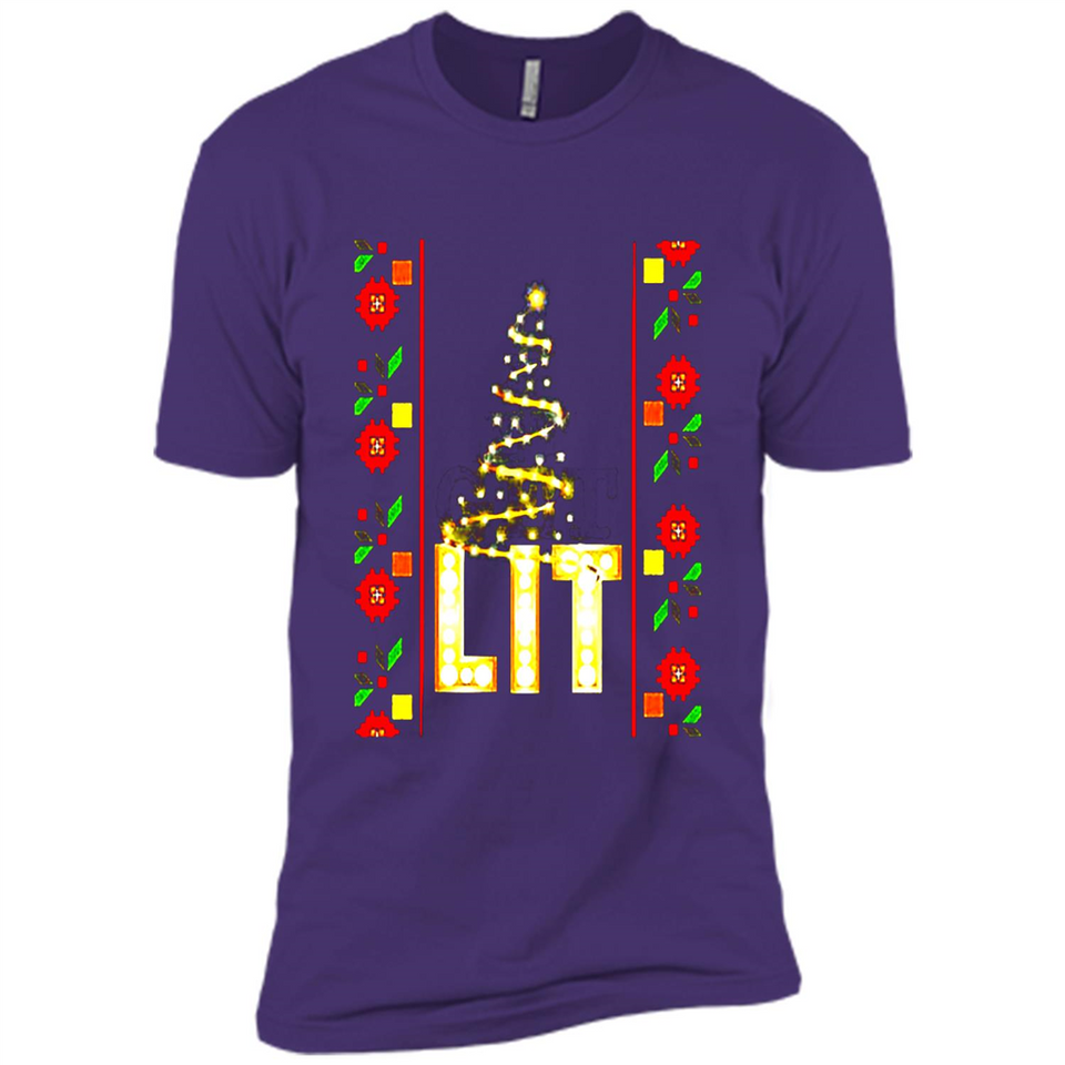 Funny Lets Get Lit Christmas Tree - Premium Short Sleeve T-Shirt