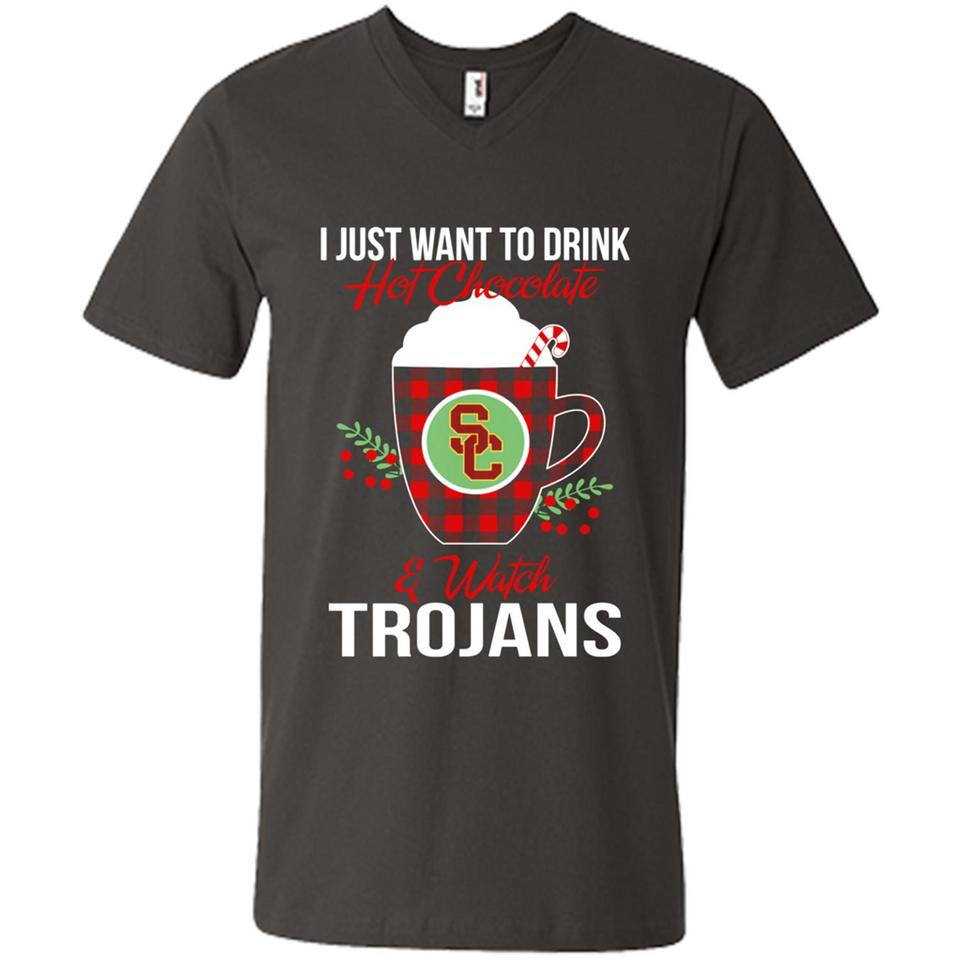 I Just Want To Drink Hot Chocolate & Watch USC Trojans Ugly Christmas Sweater PINGPONG