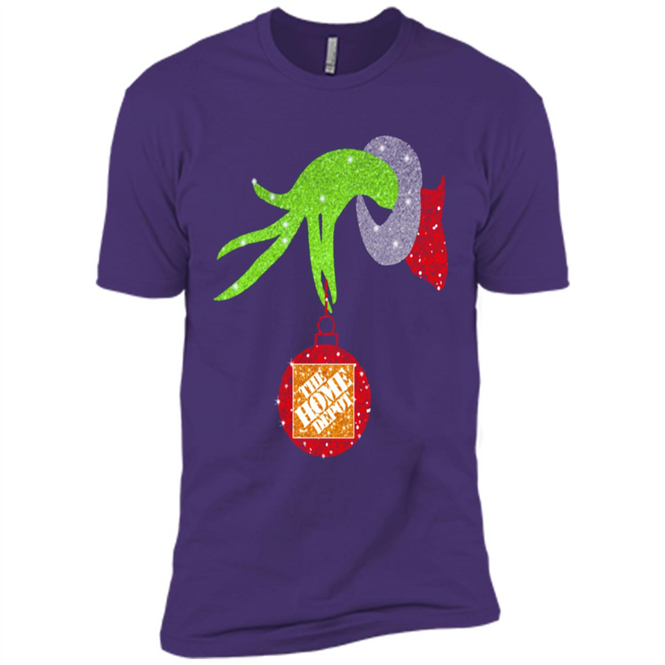 Grinch hand holding Logo HomeDepot Glitter Christmas - Premium Short Sleeve T-Shirt