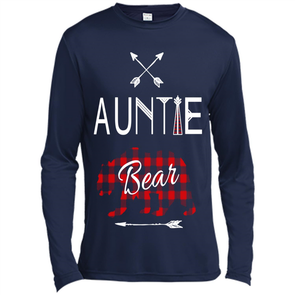 Aunt Shirt Buffalo Plaid Family Camp Bear Tee - Canvas Long Sleeve T-Shirt
