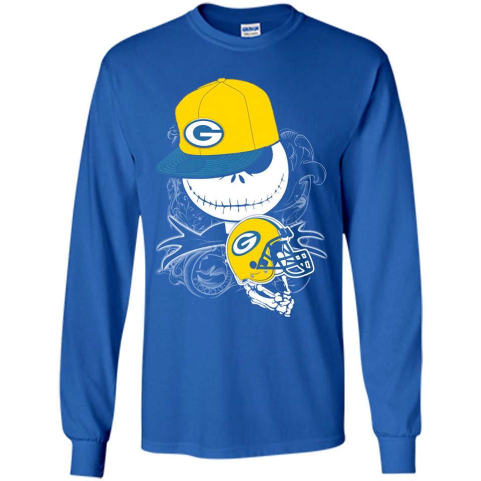 Jack Skellington The Nightmare Before Christmas-Packers Football - Long Sleeve T-Shirt