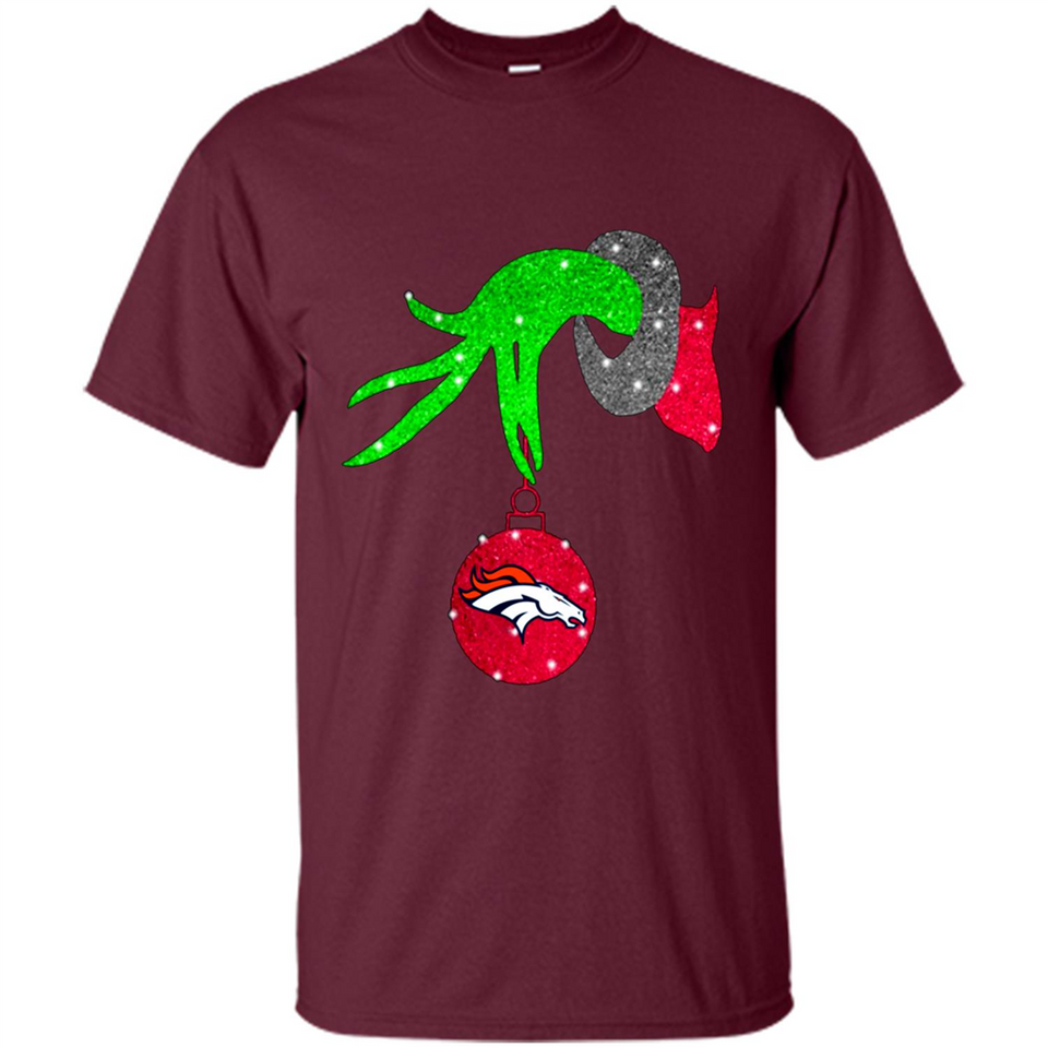 GRINCH HAND HOLDING DENVER BRONCOS GLITTER CHRISTMAS PINGPONG