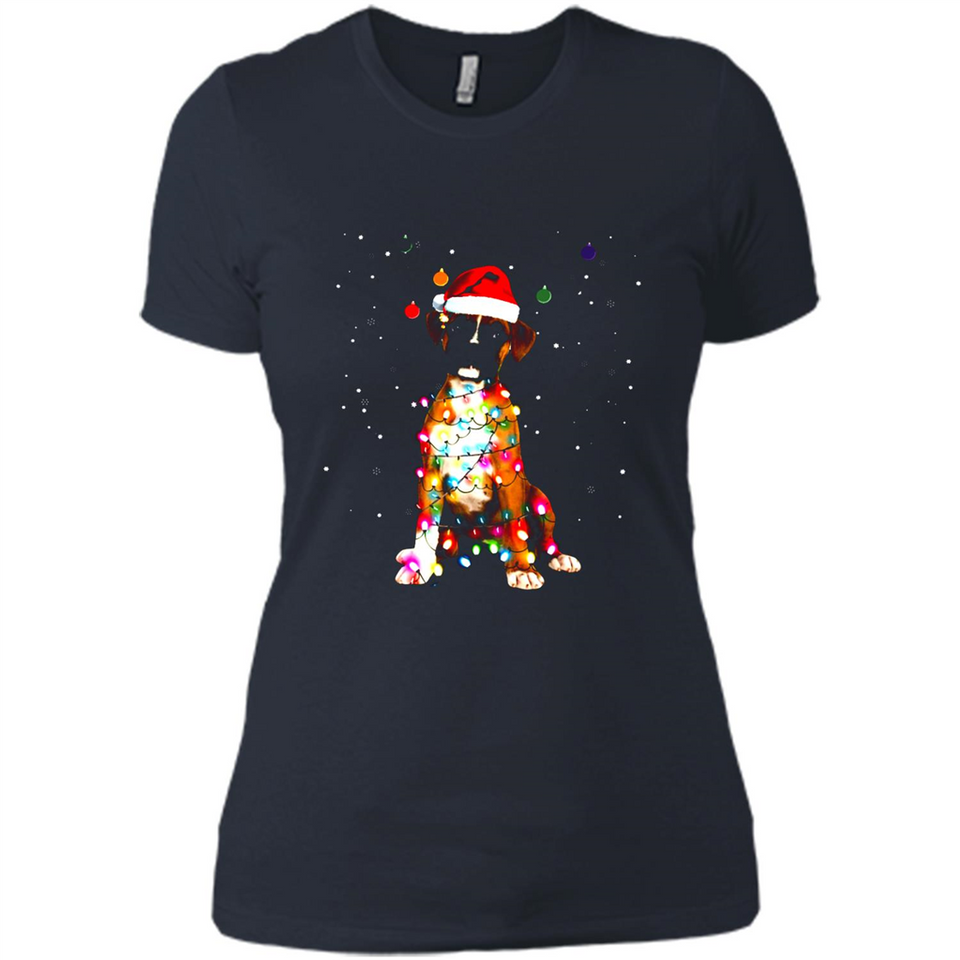 Christmas Lights Boxer Dog Funny Xmas Sweatshirt - Ladies' Boyfriend T-Shirt