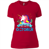 Unicorns are born in October Birthday Rainbow Gift Ladies Custom