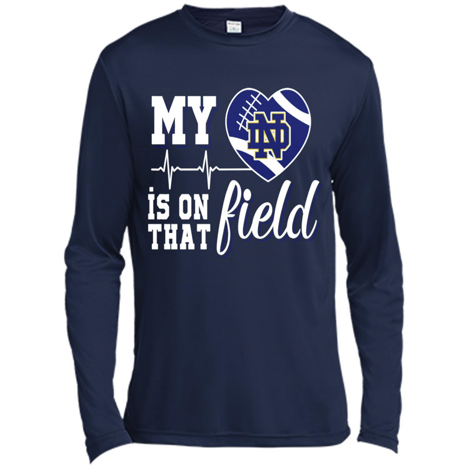 Notre Dame Fighting Irish Football My Heart is on that Field - Canvas Long Sleeve T-Shirt