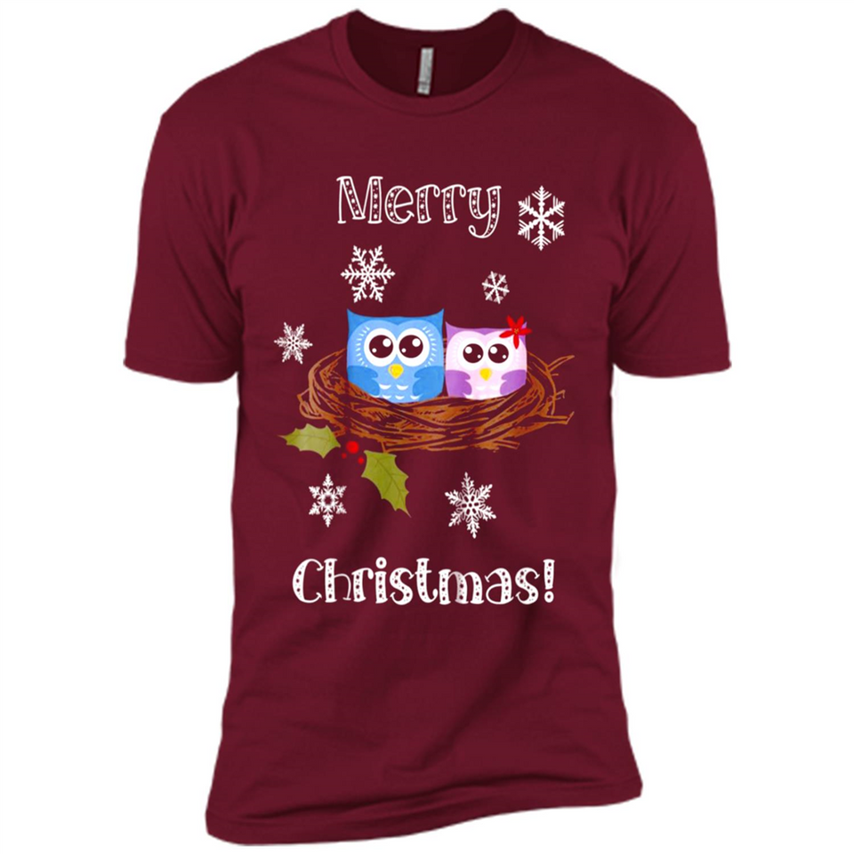 Cute Christmas Shirt Merry Christmas Snowflakes Owls Nest