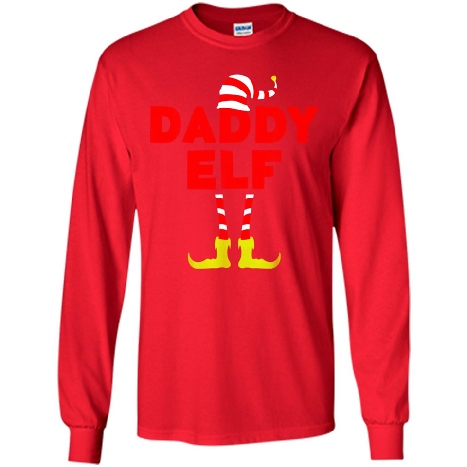 Mens Daddy Elf T-Shirt Funny Matching Christmas Costume - Long Sleeve T-Shirt