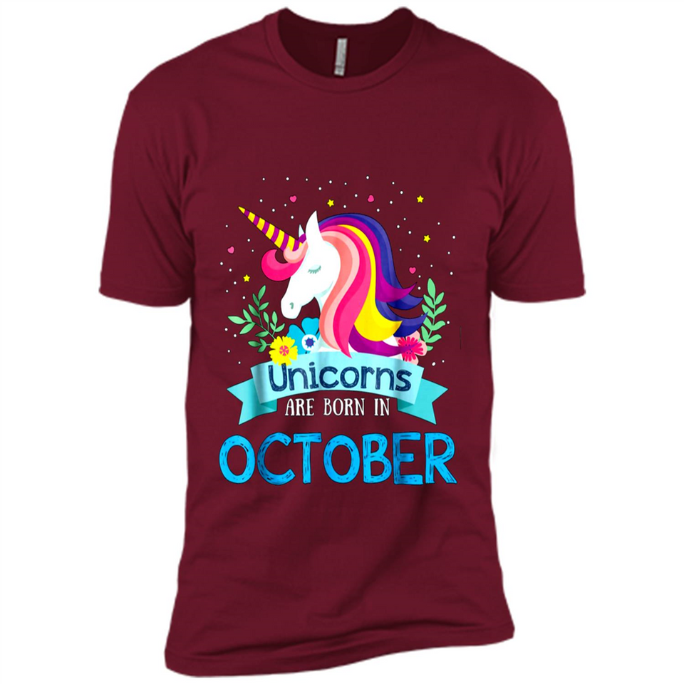 Unicorns are born in October Birthday Rainbow Gift Ladies Custom