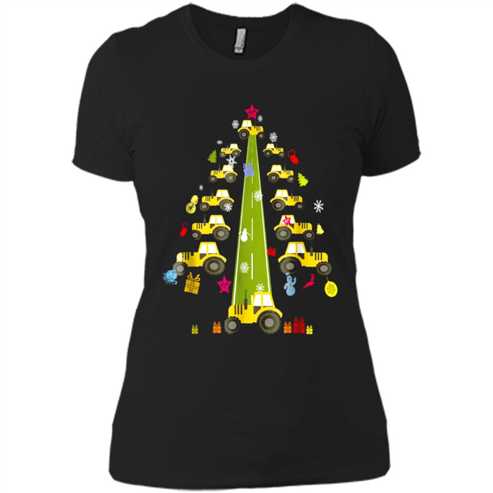 Tractor Car Christmas Tree T-shirt For Drivers
